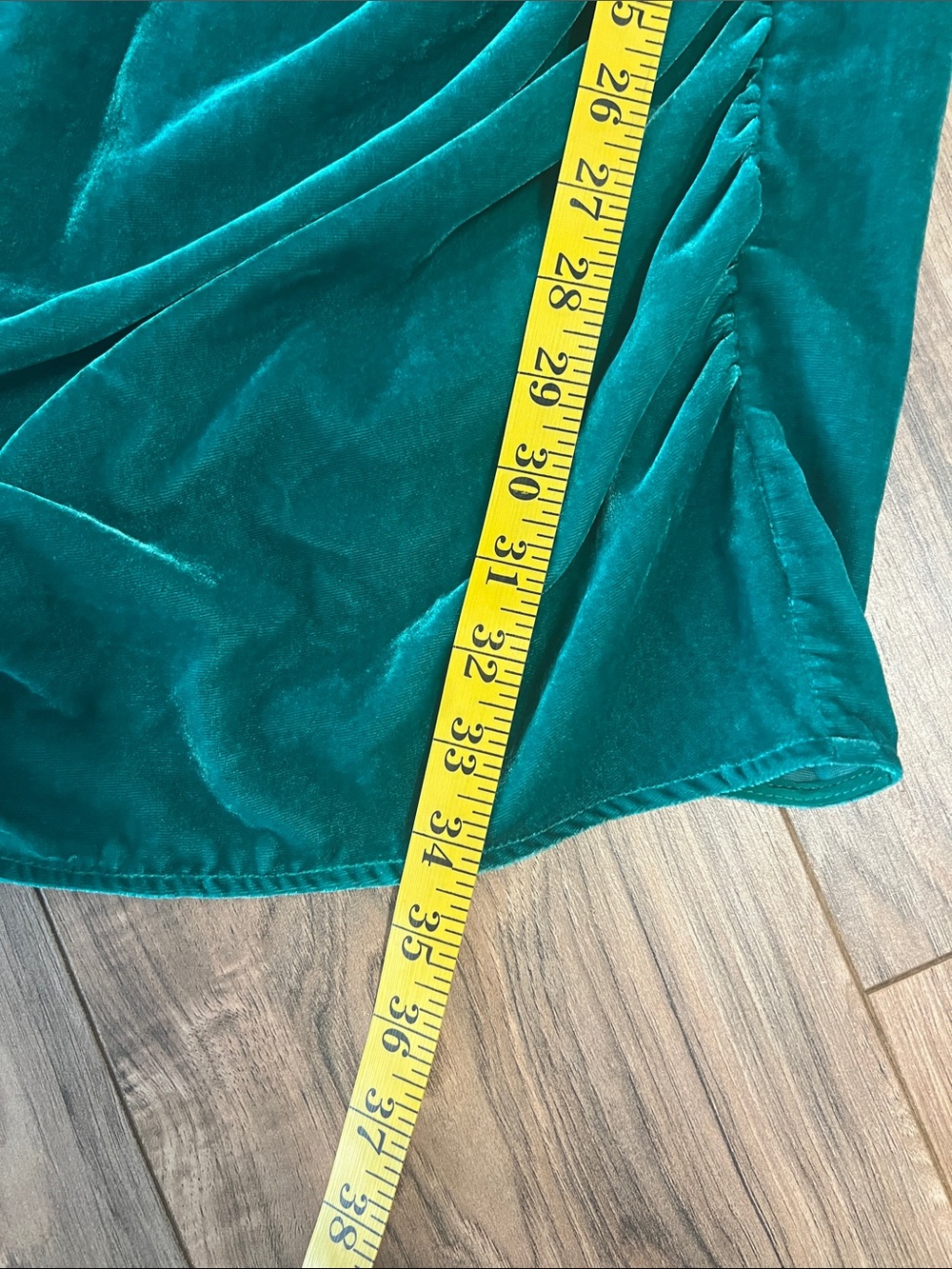 Rhode Pia Ruched Ruffled Velvet Mini Dress In Emerald Size 4 - Picture 10 of 10